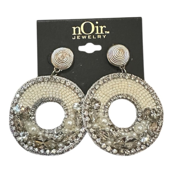 nOir Jewelry Jewelry - Noir Jewelry Crystal & Pearl Statement Earrings - New